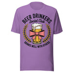 Beer Drinkers Social Club, Drinks Well With Others - Unisex T-Shirt - Heather Team Purple
