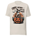 Cats, Because People Are Creepy - Unisex Halloween T-Shirt - Dust White