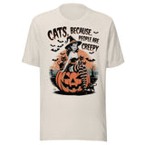Cats, Because People Are Creepy - Unisex Halloween T-Shirt - Dust White