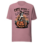 Cats, Because People Are Creepy - Unisex Halloween T-Shirt - Orchid Pink