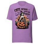 Cats, Because People Are Creepy - Unisex Halloween T-Shirt - Purple