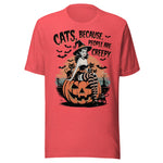 Cats, Because People Are Creepy - Unisex Halloween T-Shirt - Red