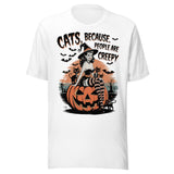 Cats, Because People Are Creepy - Unisex Halloween T-Shirt - White