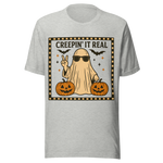 Creepin' It Real Ghost and Pumpkins - Unisex Halloween T-Shirt - Athletic Gray