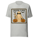 Creepin' It Real Ghost and Pumpkins - Unisex Halloween T-Shirt - Athletic Gray