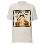 Creepin' It Real Ghost and Pumpkins - Unisex Halloween T-Shirt - Dust White