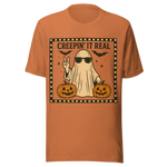 Creepin' It Real Ghost and Pumpkins - Unisex Halloween T-Shirt - Orange