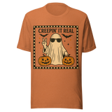 Creepin' It Real Ghost and Pumpkins - Unisex Halloween T-Shirt - Orange