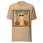 Creepin' It Real Ghost and Pumpkins - Unisex Halloween T-Shirt - Tan