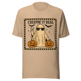 Creepin' It Real Ghost and Pumpkins - Unisex Halloween T-Shirt - Tan