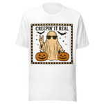 Creepin' It Real Ghost and Pumpkins - Unisex Halloween T-Shirt - White