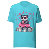 Cute But Feral Opossum - Unisex T-Shirt - Turquoise Blue