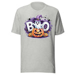 Cute Ghost and Pumpkin - Unisex Halloween T-Shirt - Athletic Gray