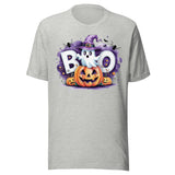 Cute Ghost and Pumpkin - Unisex Halloween T-Shirt - Athletic Gray
