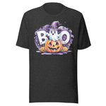Cute Ghost and Pumpkin - Unisex Halloween T-Shirt - Dark Gray