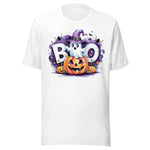 Cute Ghost and Pumpkin - Unisex Halloween T-Shirt - White