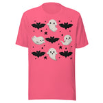 Cute Ghosts and Bats - Unisex Halloween T-Shirt - Charity Pink
