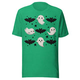 Cute Ghosts and Bats - Unisex Halloween T-Shirt - Kelly Green