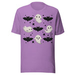 Cute Ghosts and Bats - Unisex Halloween T-Shirt - Purple