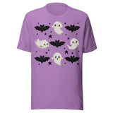Cute Ghosts and Bats - Unisex Halloween T-Shirt - Purple