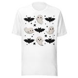 Cute Ghosts and Bats - Unisex Halloween T-Shirt - White