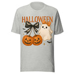 Cute Pumpkins and Ghost - Unisex Halloween T-Shirt - Athletic Gray