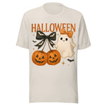 Cute Pumpkins and Ghost - Unisex Halloween T-Shirt - Dust White
