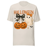 Cute Pumpkins and Ghost - Unisex Halloween T-Shirt - Dust White