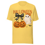 Cute Pumpkins and Ghost - Unisex Halloween T-Shirt - Yellow