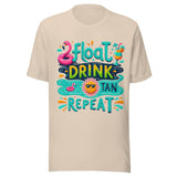 Float Drink Tan Repeat - Unisex T-Shirt - Soft Cream