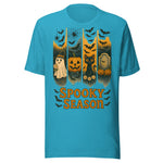 Ghost Pumpkin Black Cat Spooky Season - Unisex Halloween T-Shirt - Aqua Blue