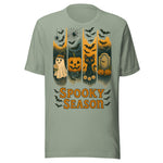 Ghost Pumpkin Black Cat Spooky Season - Unisex Halloween T-Shirt - Sage Green