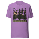 Girls Will Be Girls Witchy - Unisex Halloween T-Shirt - Purple