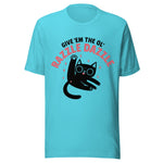 Give Em The Ol Razzle Dazzle Cat - Unisex T-Shirt - Turquoise Blue
