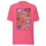 Halloween Candy Hearts - Unisex Halloween T-Shirt - Charity Pink
