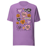 Halloween Candy Hearts - Unisex Halloween T-Shirt - Heather Team Purple