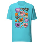 Halloween Candy Hearts - Unisex Halloween T-Shirt - Turquoise Blue