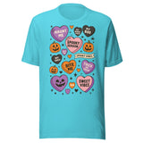 Halloween Candy Hearts - Unisex Halloween T-Shirt - Turquoise Blue