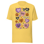 Halloween Candy Hearts - Unisex Halloween T-Shirt - Yellow