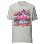 Hello Summer Flirty Flamingos - Unisex T-Shirt - Athletic Gray