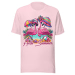 Hello Summer Flirty Flamingos - Unisex T-Shirt - Soft Pink