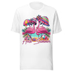 Hello Summer Flirty Flamingos - Unisex T-Shirt - White