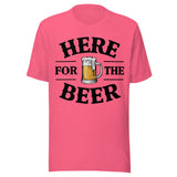 Here For The Beer - Unisex T-Shirt - Charity Pink