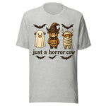 Just A Horror Cow - Unisex Halloween T-Shirt - Athletic Gray