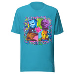 Neon Horror Movie Villains - Unisex Halloween T-Shirt - Aqua Blue