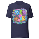 Neon Horror Movie Villains - Unisex Halloween T-Shirt - Navy Blue