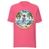 Salty Hair Sandy Toes Beach Skeleton - Unisex T-Shirt - Charity Pink
