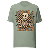 Skeleton Spooky Season - Unisex Halloween T-Shirt - Sage Green