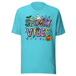 Spooky Vibes Colorful - Unisex Halloween T-Shirt - Turquoise Blue