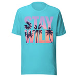 Stay Wild Palm Tree Beach - Unisex T-Shirt - Turquoise Blue